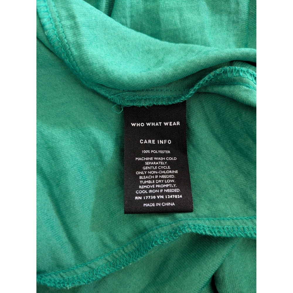 Who What Wear Green Ruffle Wrap Tie Mid Length Flutter Sleeve Dress MED - Picture 4 of 5
